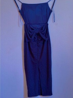 Windsor Navy Sparkle Midi Dress with Bow Detail